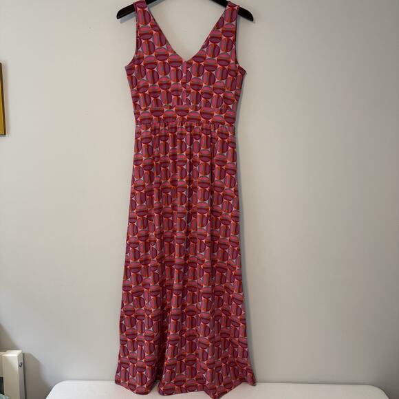 Garnet Hill Modern Geo Surplice Maxi Dress Women's Size 8P Red Pink Beach Summer - Picture 7 of 14